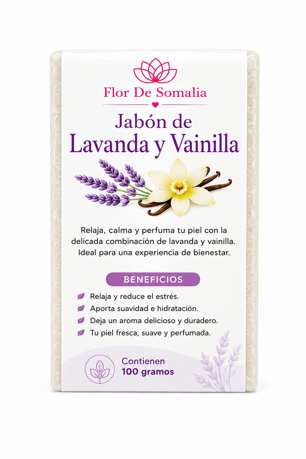 JABÓN ARTESANAL DE LAVANDA Y VAINILLA